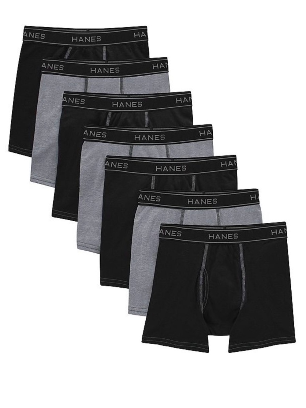 Hanes Youth (Sz Medium) Boxer Briefs 7 Pack -Black and Gray